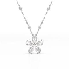 3.29 CT Pear Cut Lab Diamond Chain Pendant
