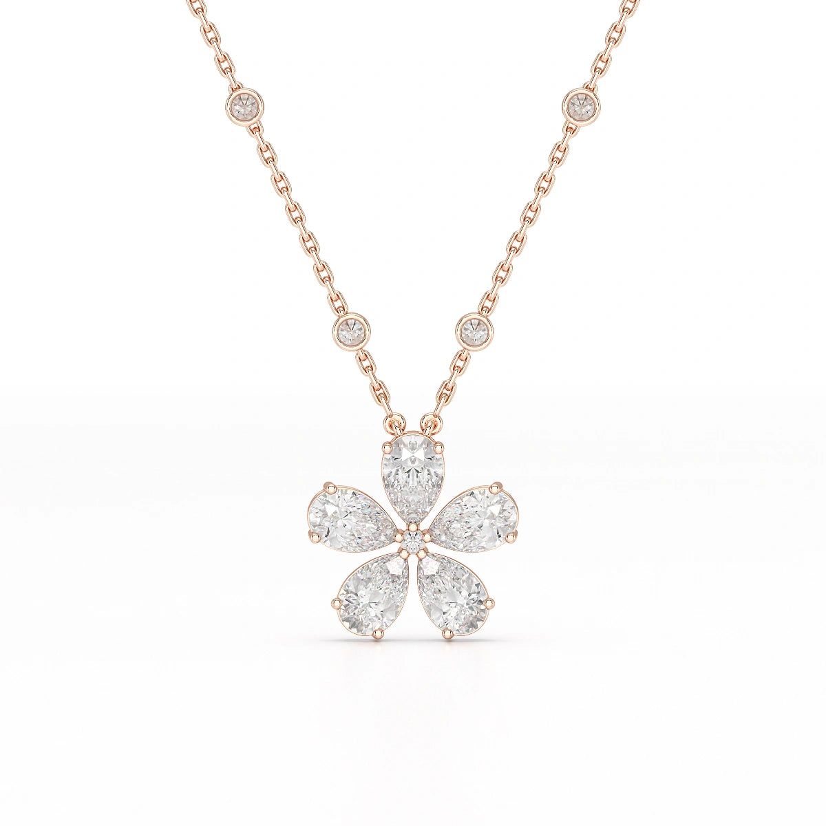 3.29 CT Pear Cut Lab Diamond Chain Pendant