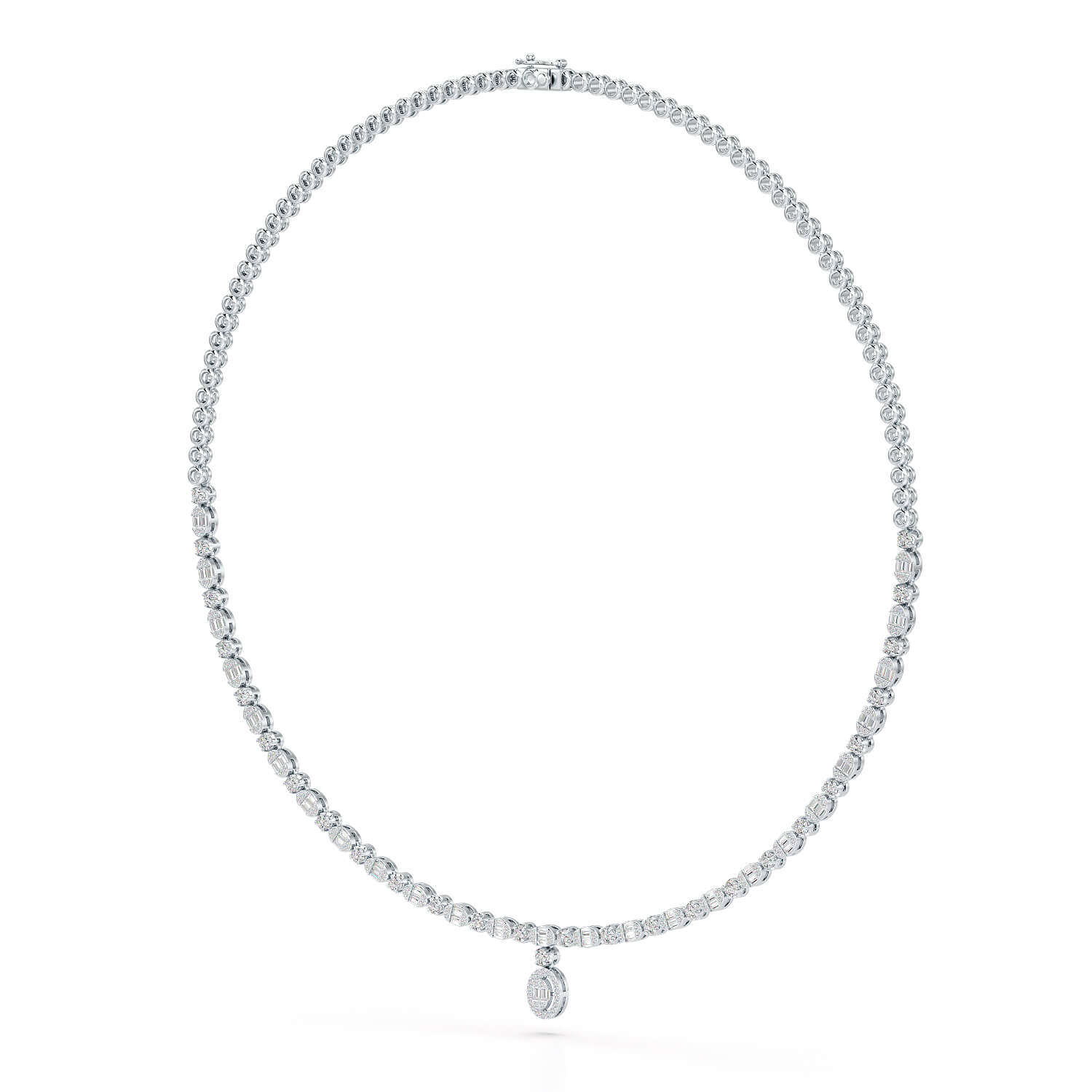 Baguette Cut Lab Created Diamond 3.53 CT Necklace