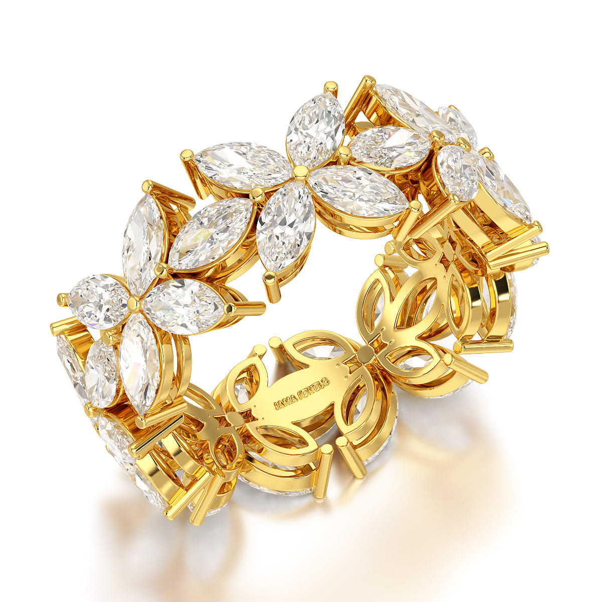 3.5 CT Marquise Cut Flower Shape Lab Diamond Ring