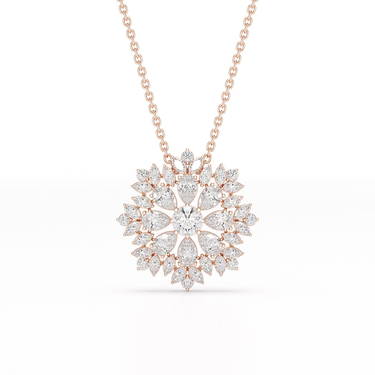 3.67 CT Lab Diamond Multi Shape Chain Pendant