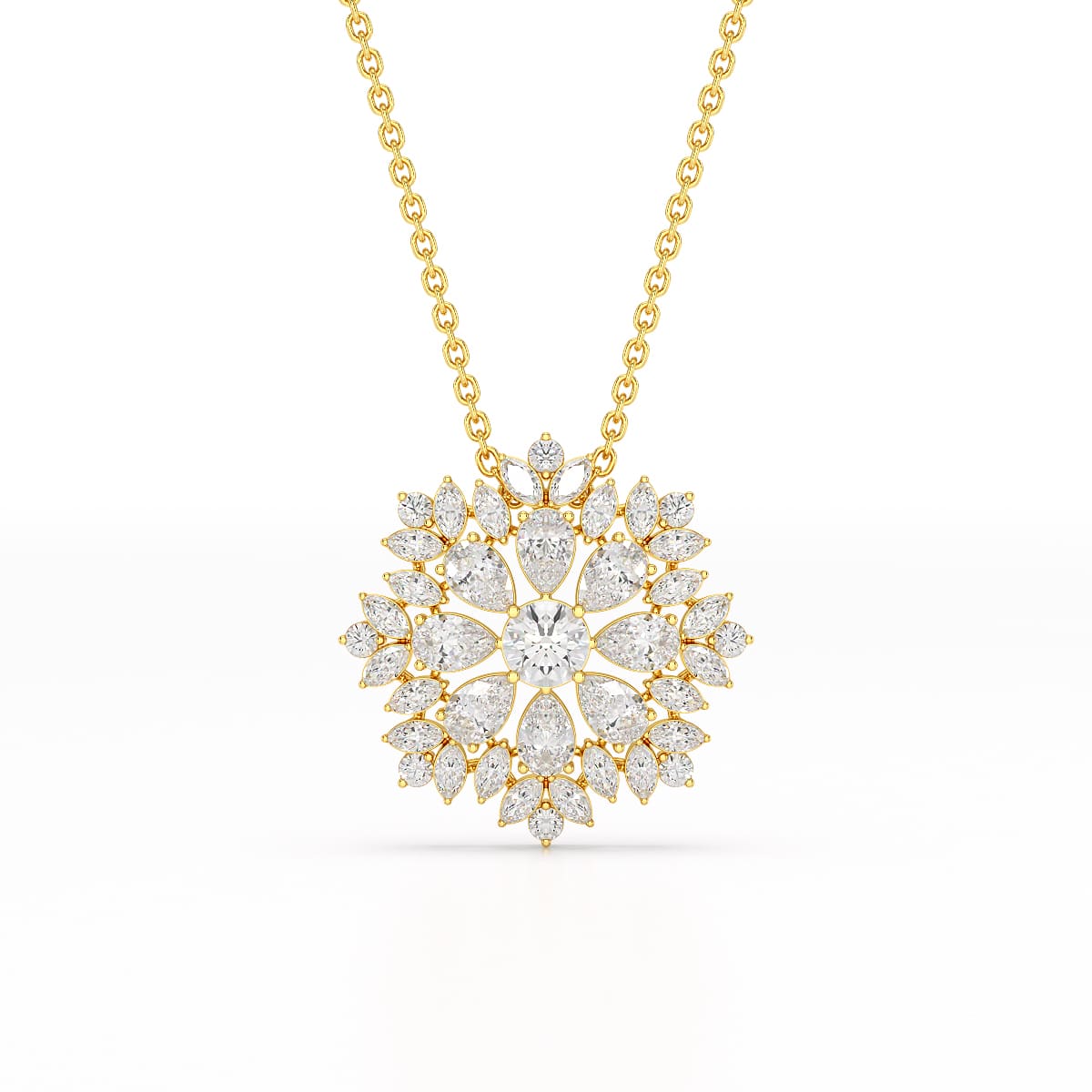 3.67 CT Lab Diamond Multi Shape Chain Pendant