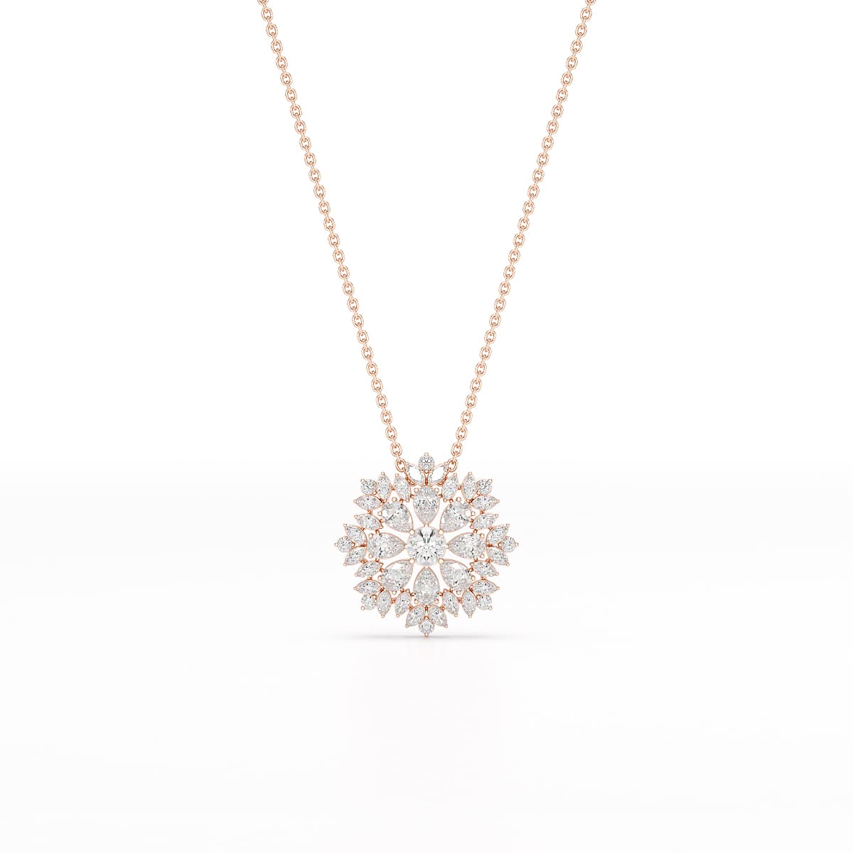 3.67 CT Lab Diamond Multi Shape Chain Pendant