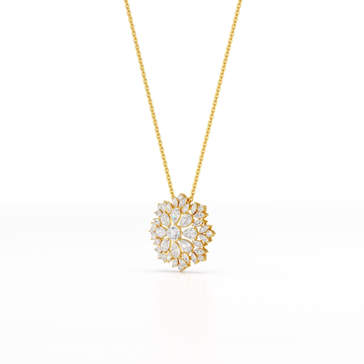 3.67 CT Lab Diamond Multi Shape Chain Pendant