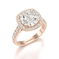 3.8 CT Lab Diamond Round Cut Halo Ring