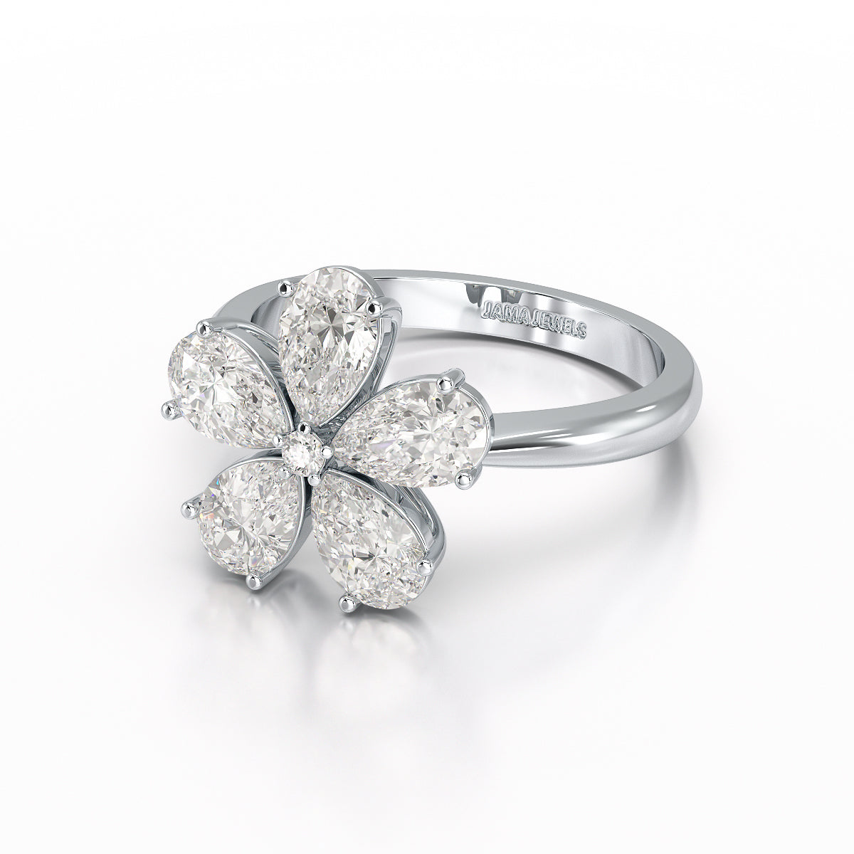 2.4 CT Pear Cut Lab Diamond Flower Shape Ring