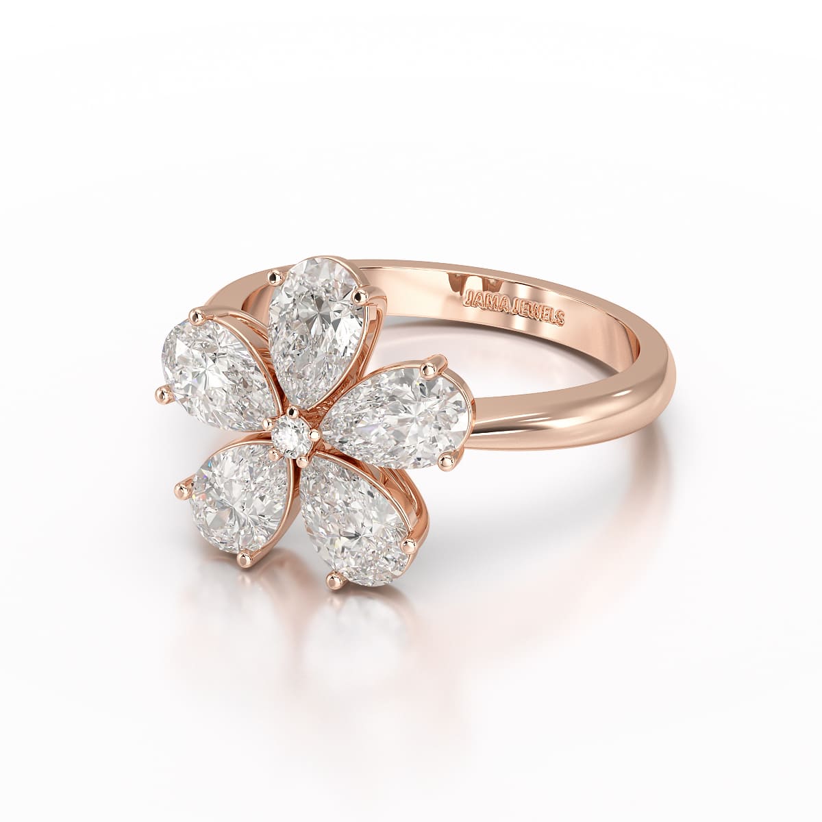 2.4 CT Pear Cut Lab Diamond Flower Shape Ring
