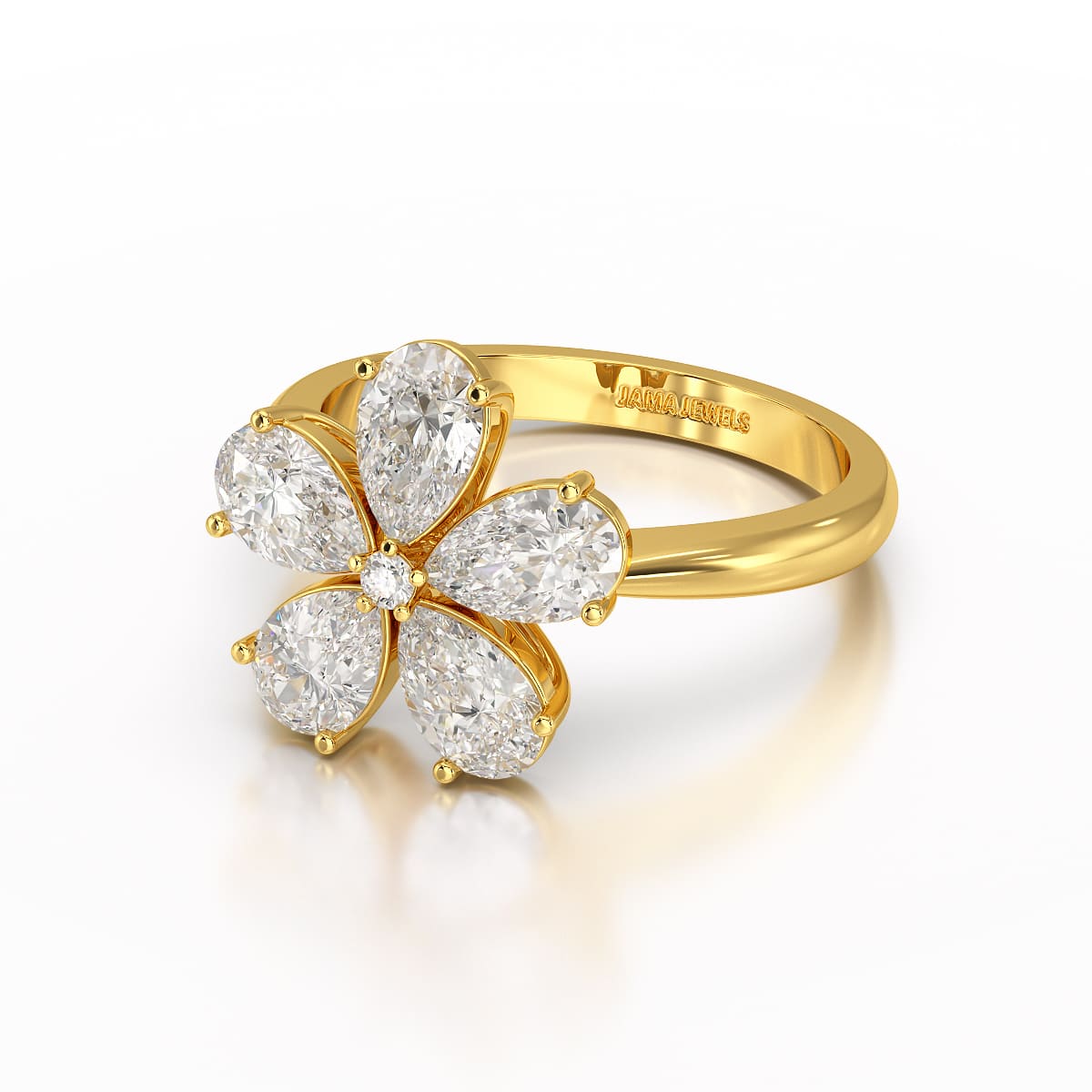 2.4 CT Pear Cut Lab Diamond Flower Shape Ring