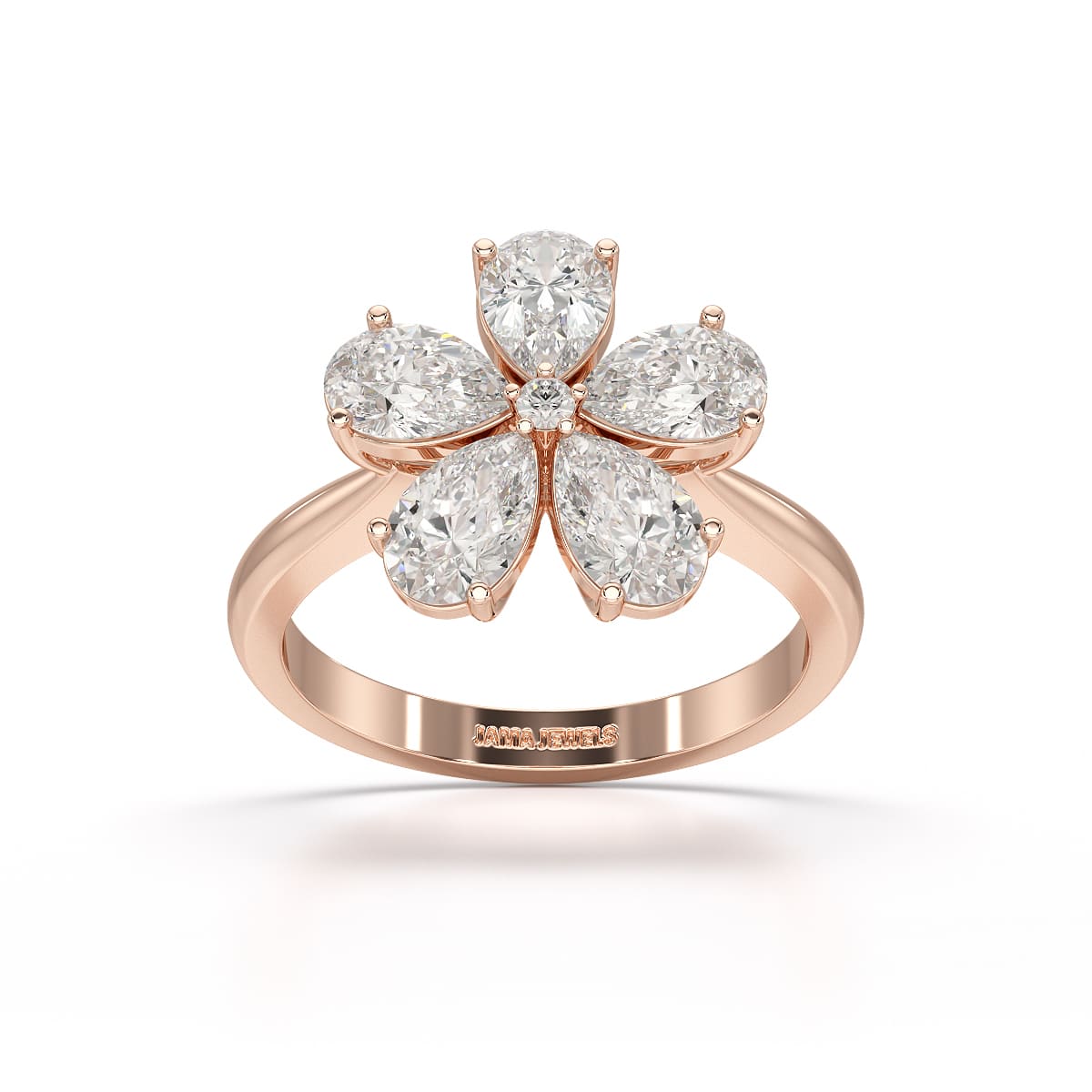 2.4 CT Pear Cut Lab Diamond Flower Shape Ring