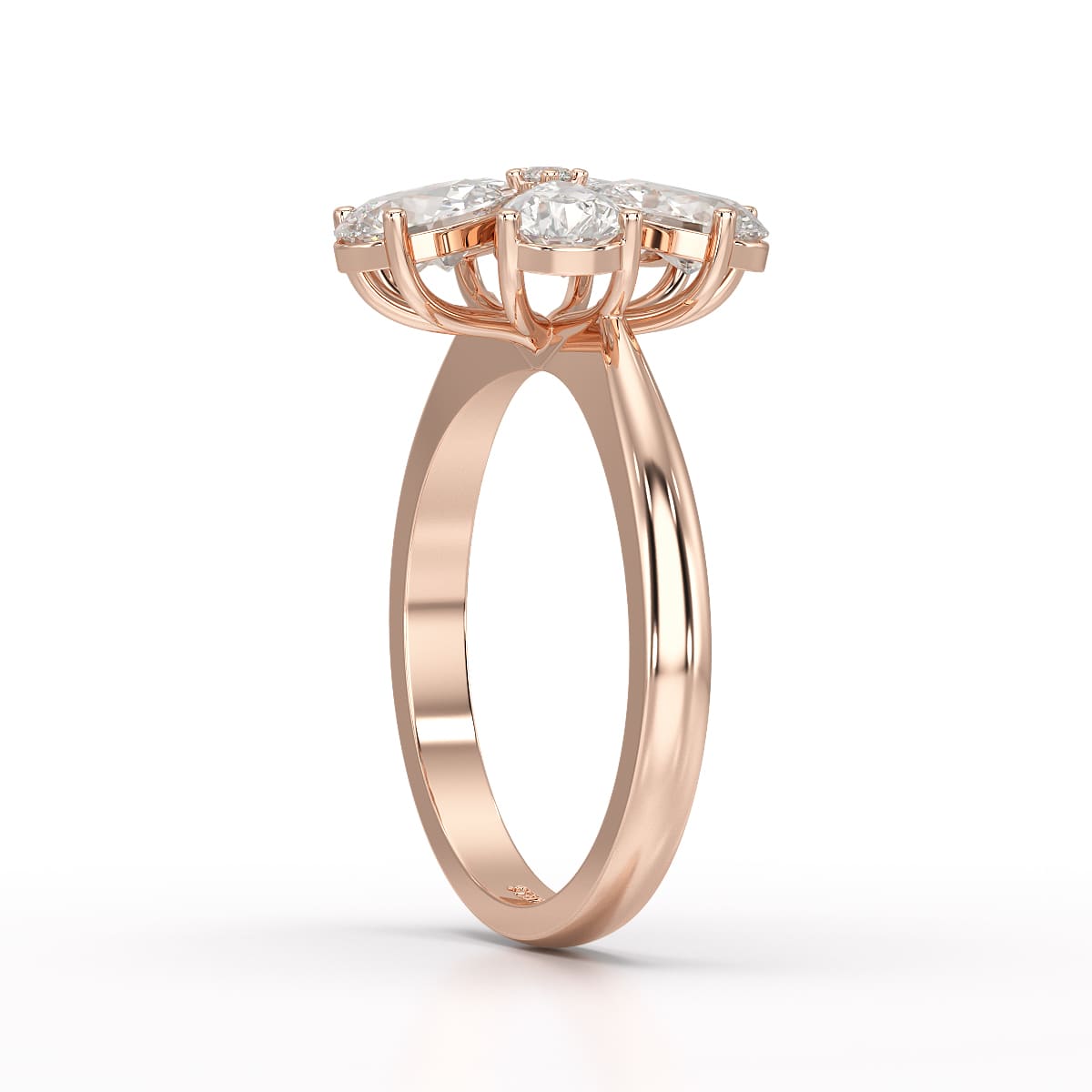 2.4 CT Pear Cut Lab Diamond Flower Shape Ring