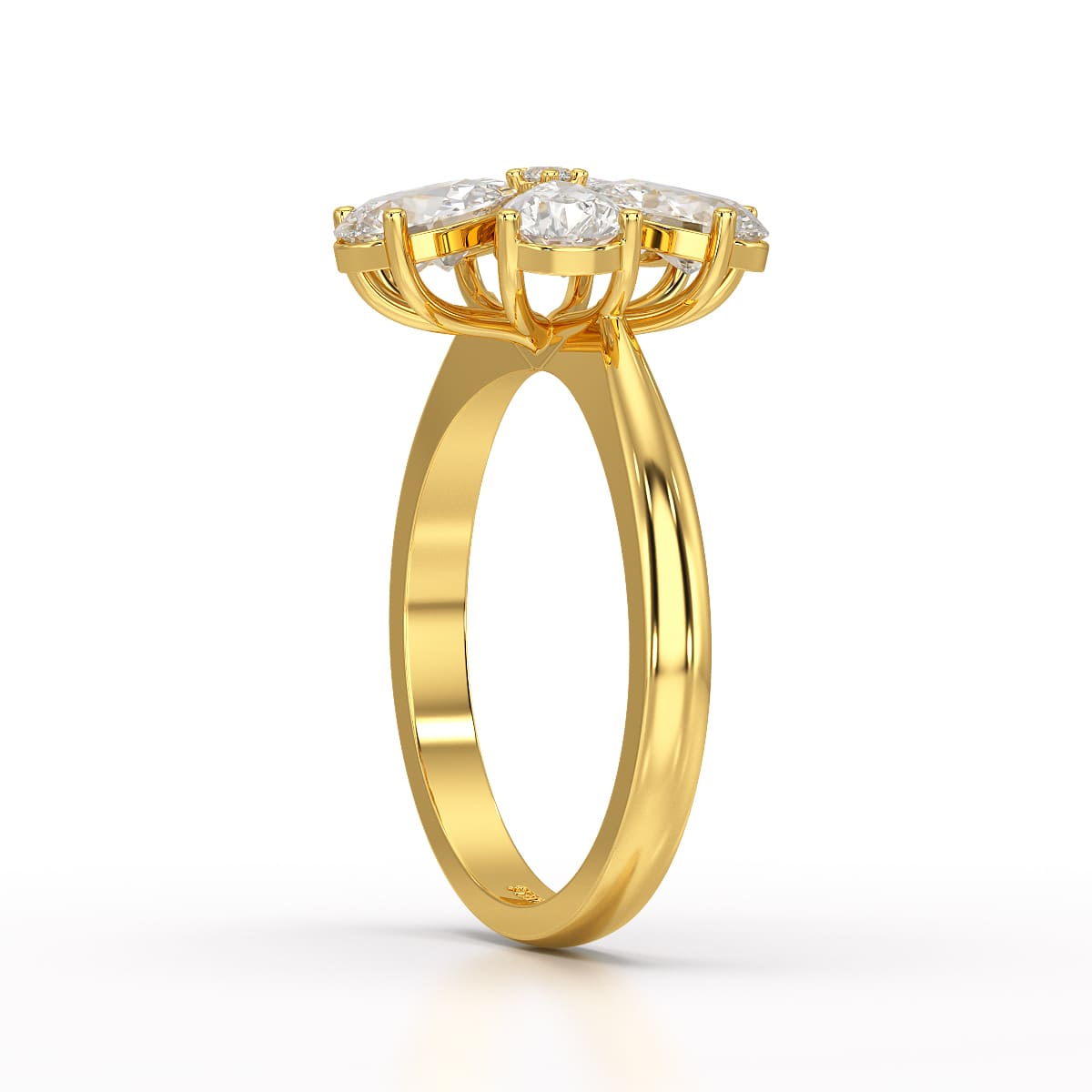 2.4 CT Pear Cut Lab Diamond Flower Shape Ring