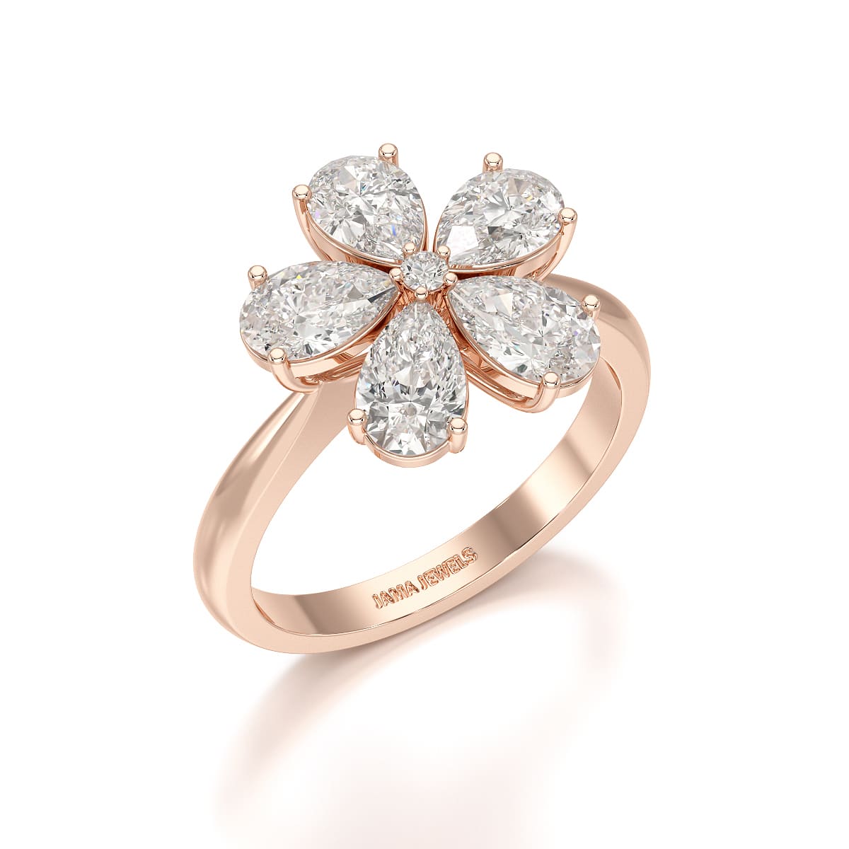 2.4 CT Pear Cut Lab Diamond Flower Shape Ring
