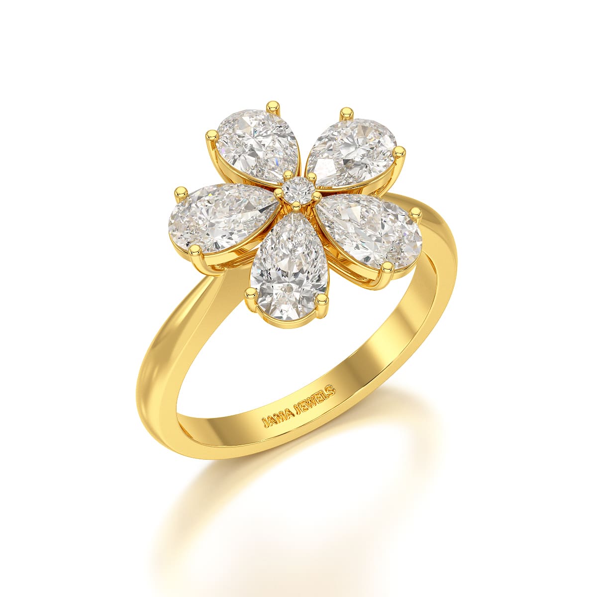 2.4 CT Pear Cut Lab Diamond Flower Shape Ring