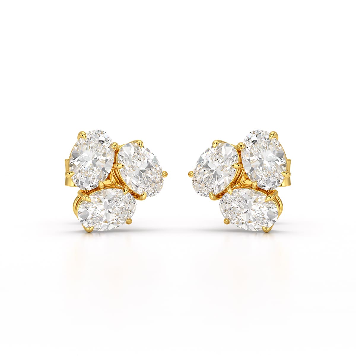 3 CT Lab Diamond Pear Cut Three Stone Earrings
