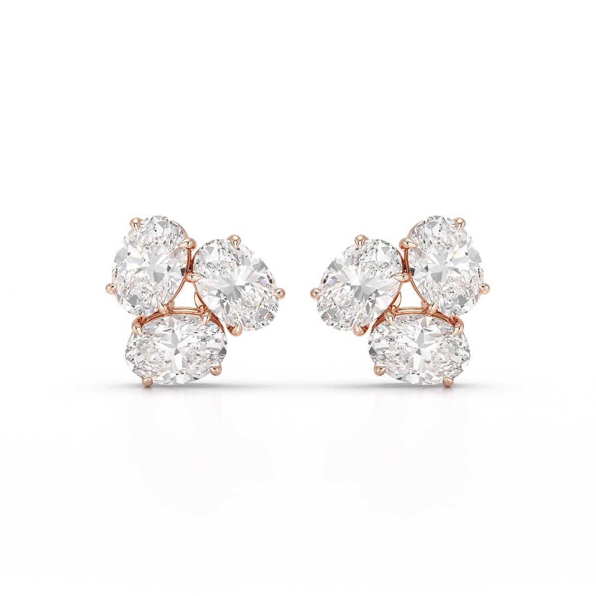 3 CT Lab Diamond Pear Cut Three Stone Earrings