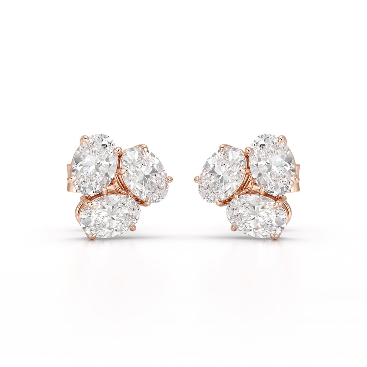 3 CT Lab Diamond Pear Cut Three Stone Earrings