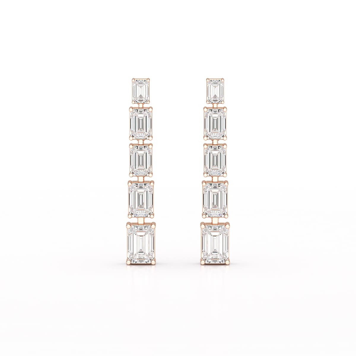 4.09 CT Emerald Cut Lab Diamond Dangle Earrings
