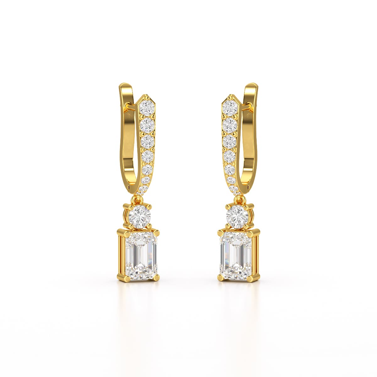4.42 CT Emerald Cut Drop Lab Diamond Earring