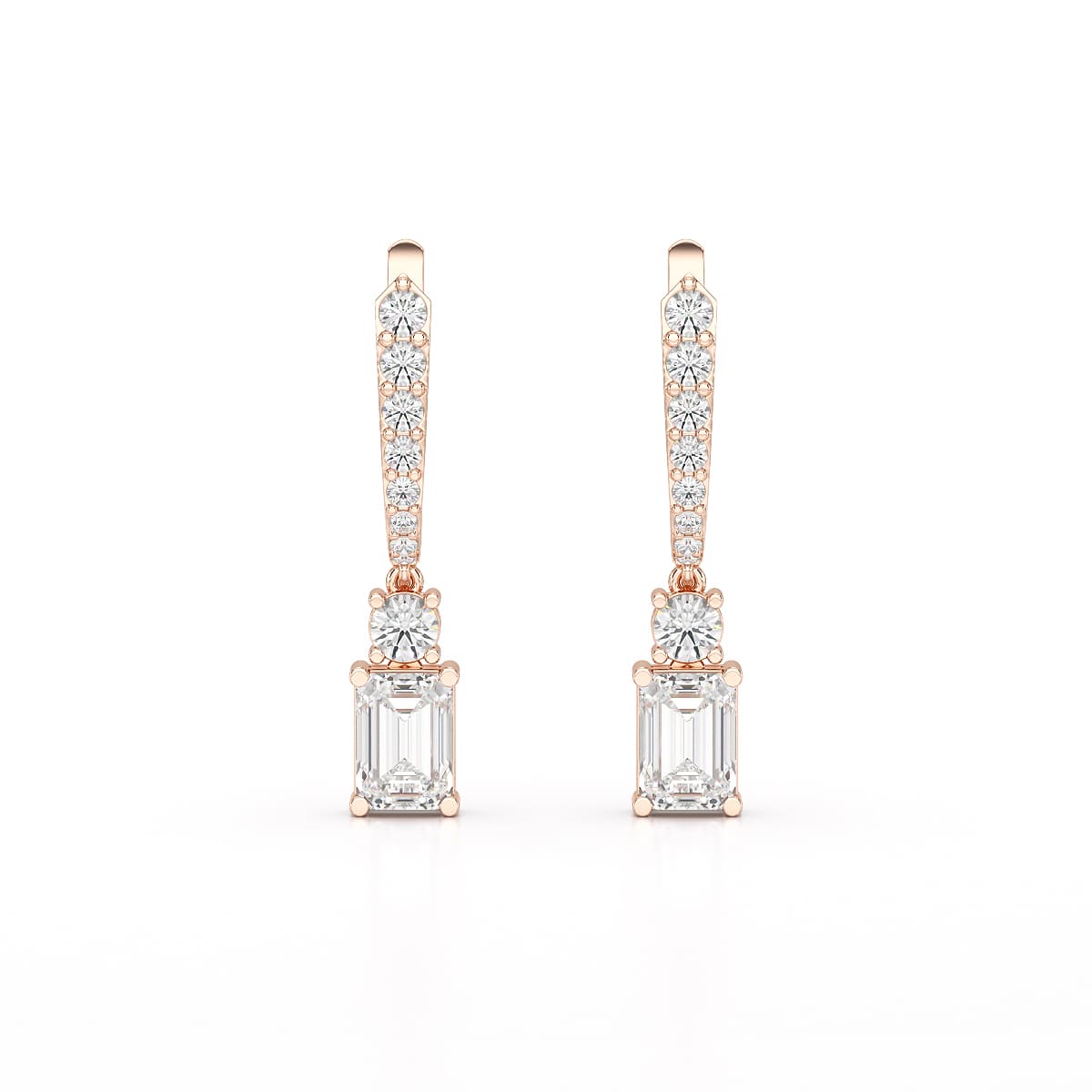4.42 CT Emerald Cut Drop Lab Diamond Earring