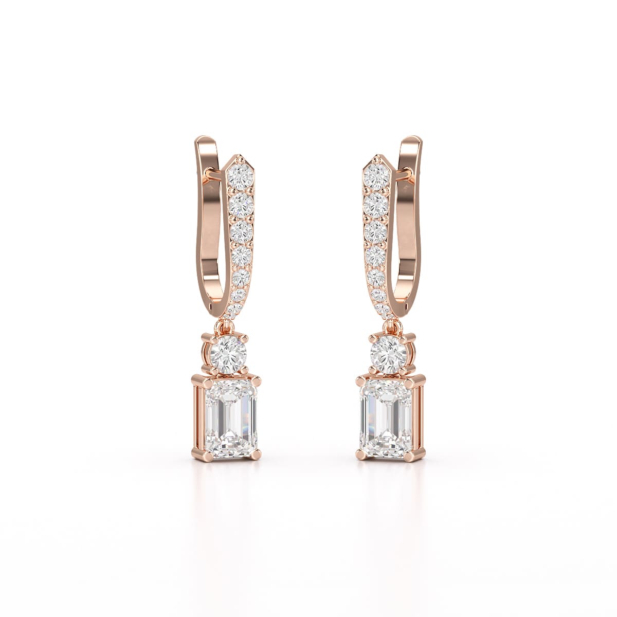 4.42 CT Emerald Cut Drop Lab Diamond Earring