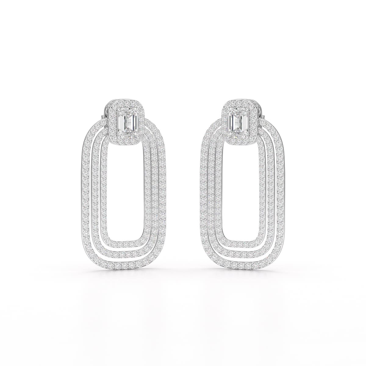 4.46 CT Lab Diamond Halo Drop Earrings