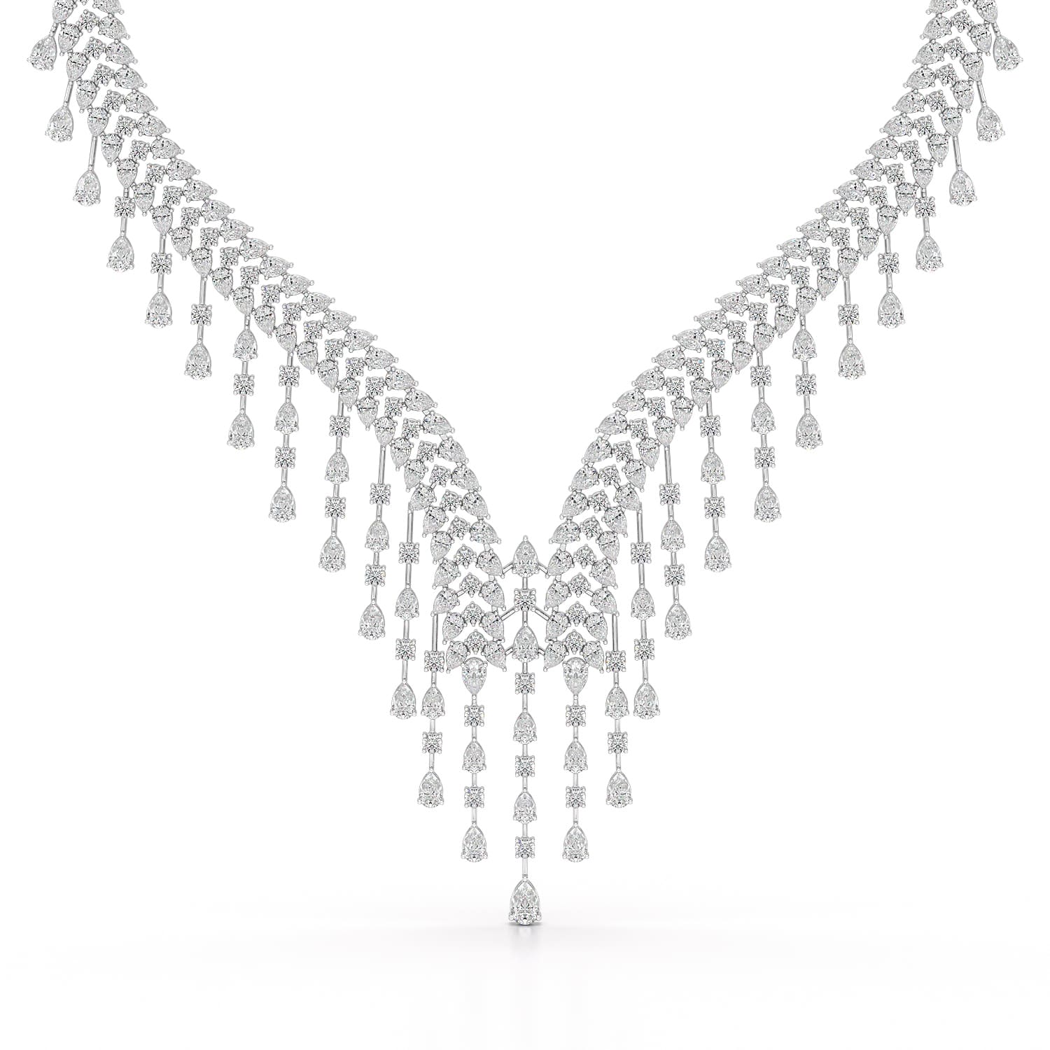 46.95 CT Lab Diamond Fancy Pear Cut Necklace
