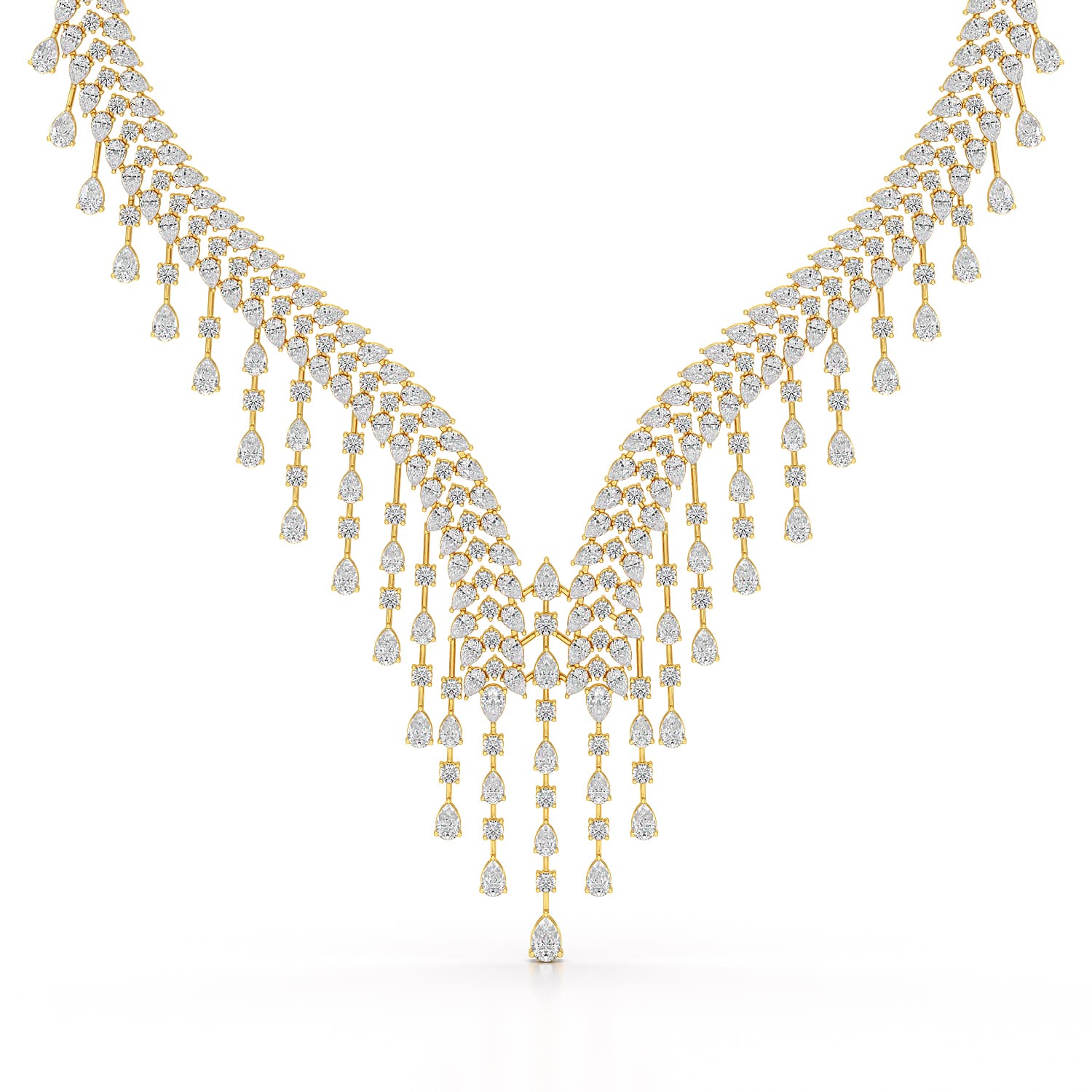 46.95 CT Lab Diamond Fancy Pear Cut Necklace