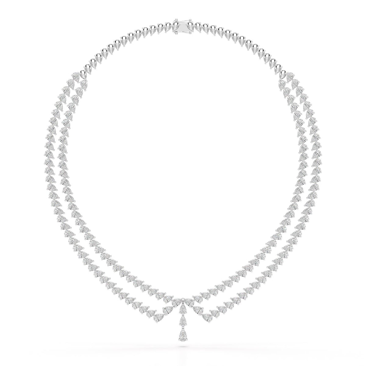 49.5 CT Lab Diamond Pear Cut Two Layer Necklace