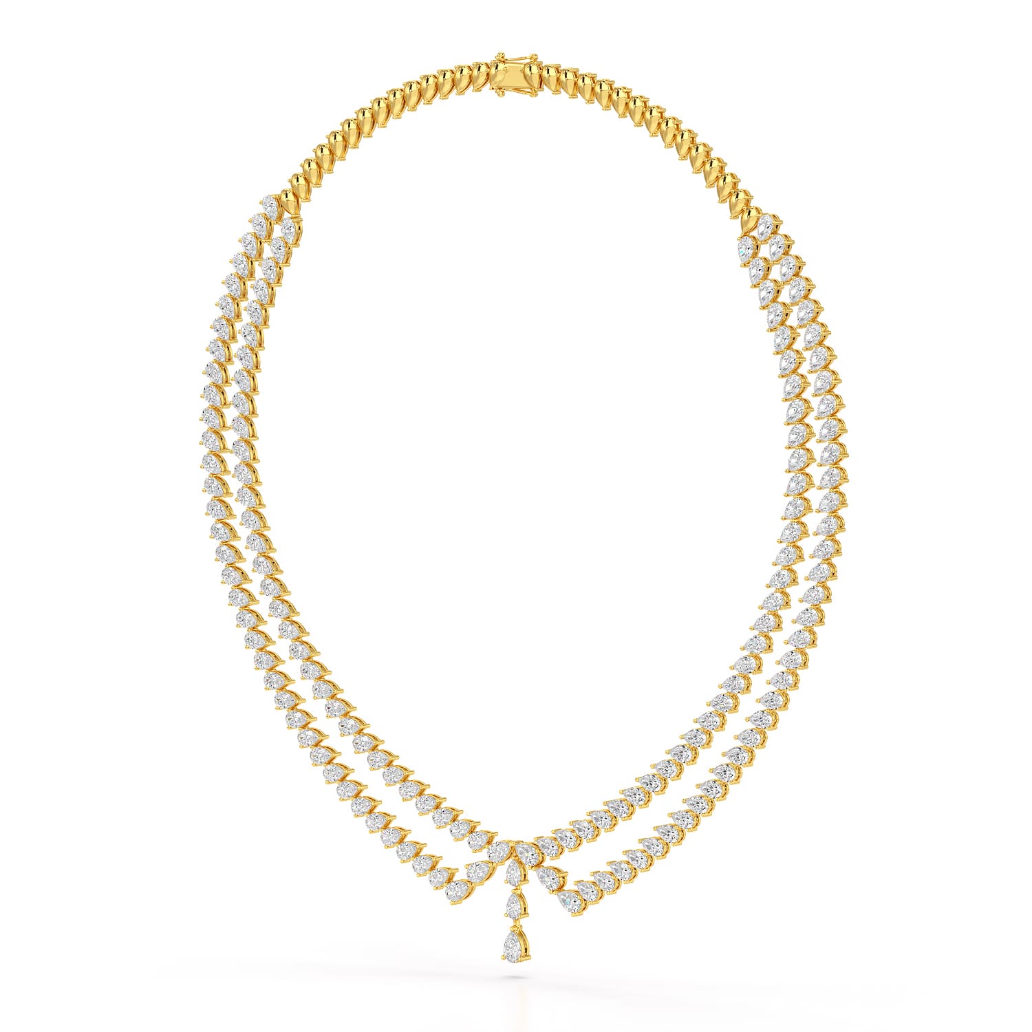 49.5 CT Lab Diamond Pear Cut Two Layer Necklace