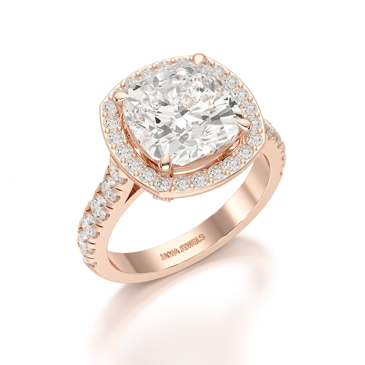 5.74 CT Lab Diamond Cushion Cut Halo Ring