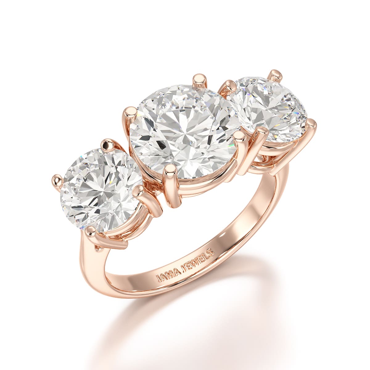 Round Lab Diamond Three Stone 6.07 CT Wedding Ring - Jama Jewels 