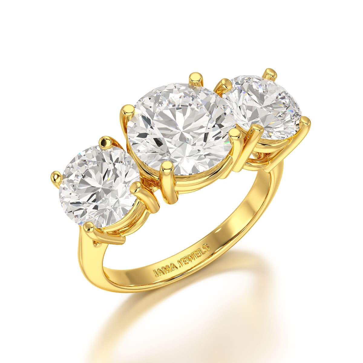 Round Lab Diamond Three Stone 6.07 CT Wedding Ring - Jama Jewels 