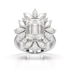 6.29 CT Emerald Cut Halo Lab Diamond Ring