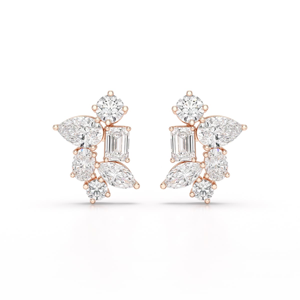 6.57 CT Multi Shape Lab Diamond Stud Earrings