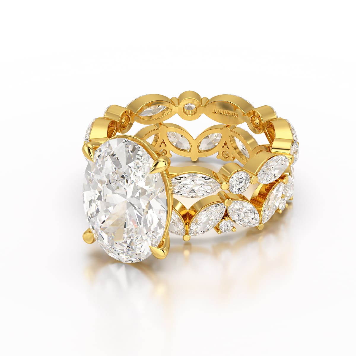 6.56 CT Oval and Marquise Cut Lab Diamond Ring