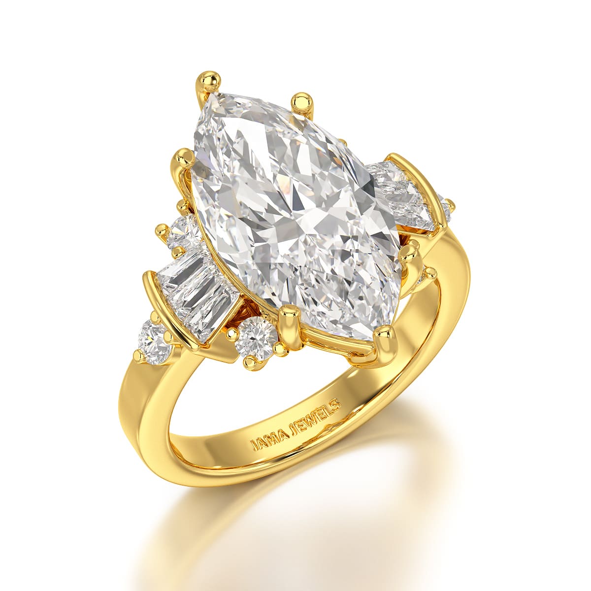 6.66 CT Marquise Cut Lab Diamond Wedding Ring - Jama Jewels 