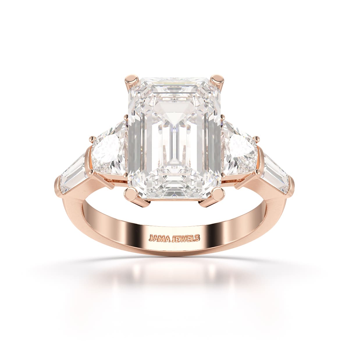 6.6 CT Lab Diamond Emerald and Tapper Cut Ring