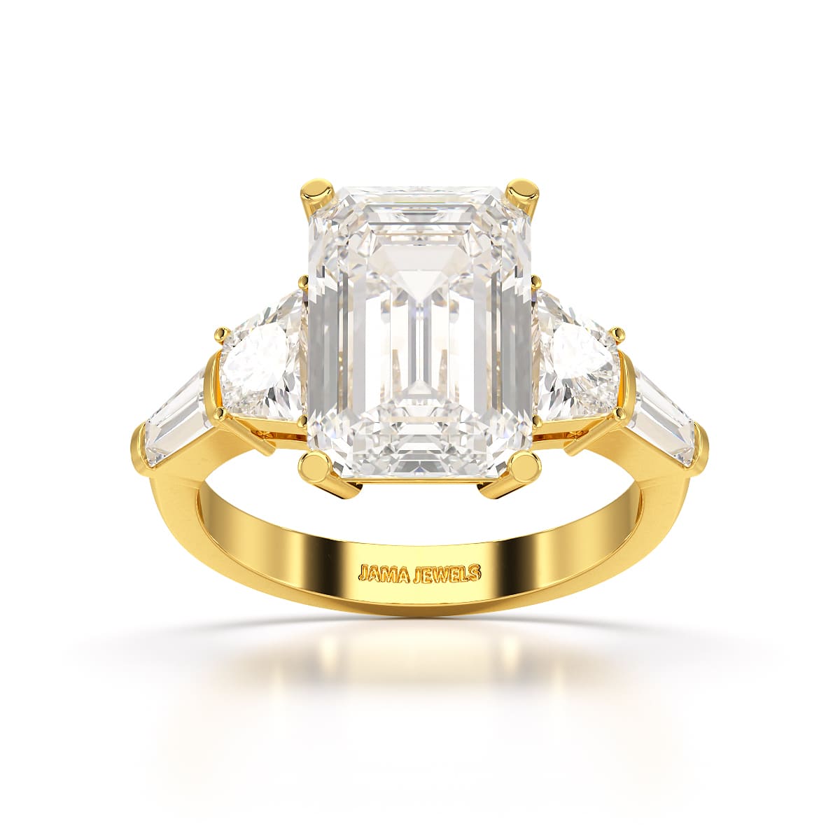 6.6 CT Lab Diamond Emerald and Tapper Cut Ring