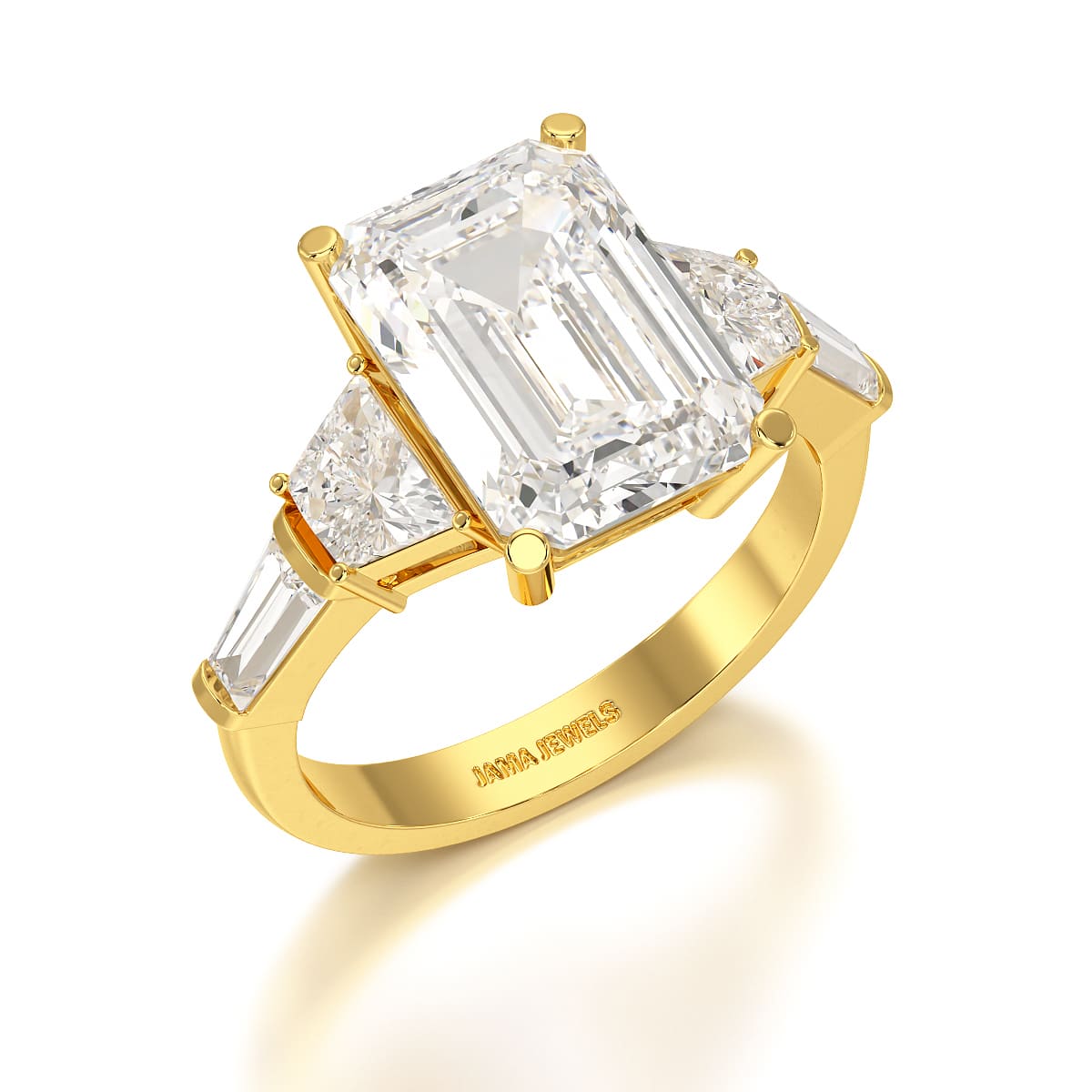 6.6 CT Lab Diamond Emerald and Tapper Cut Ring