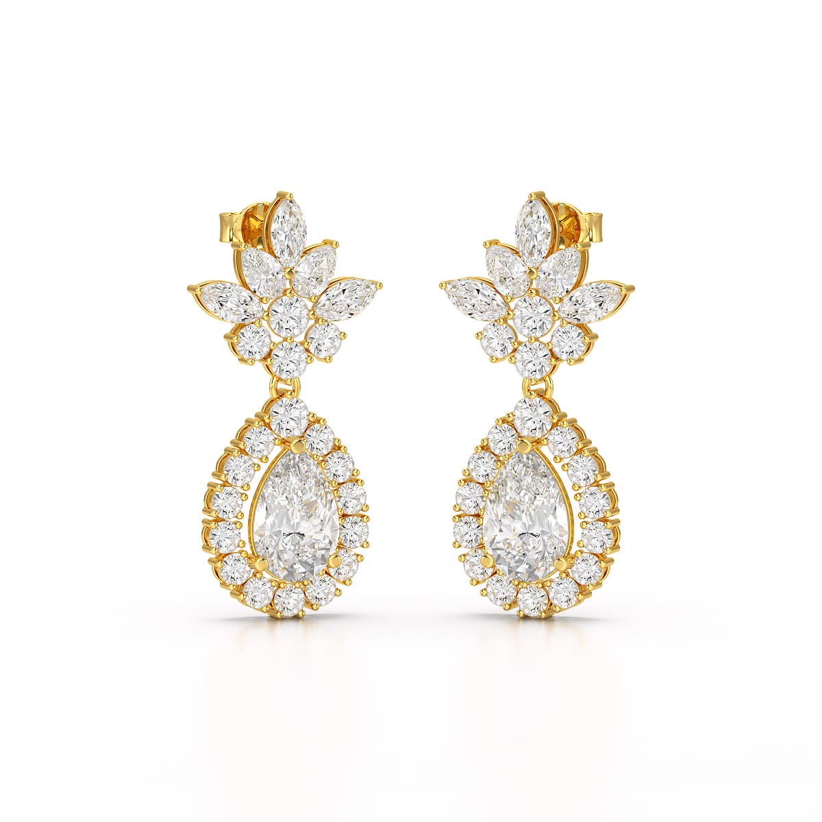 6.8 CT Pear and Marquise Cut lab Diamond Drop Earrings