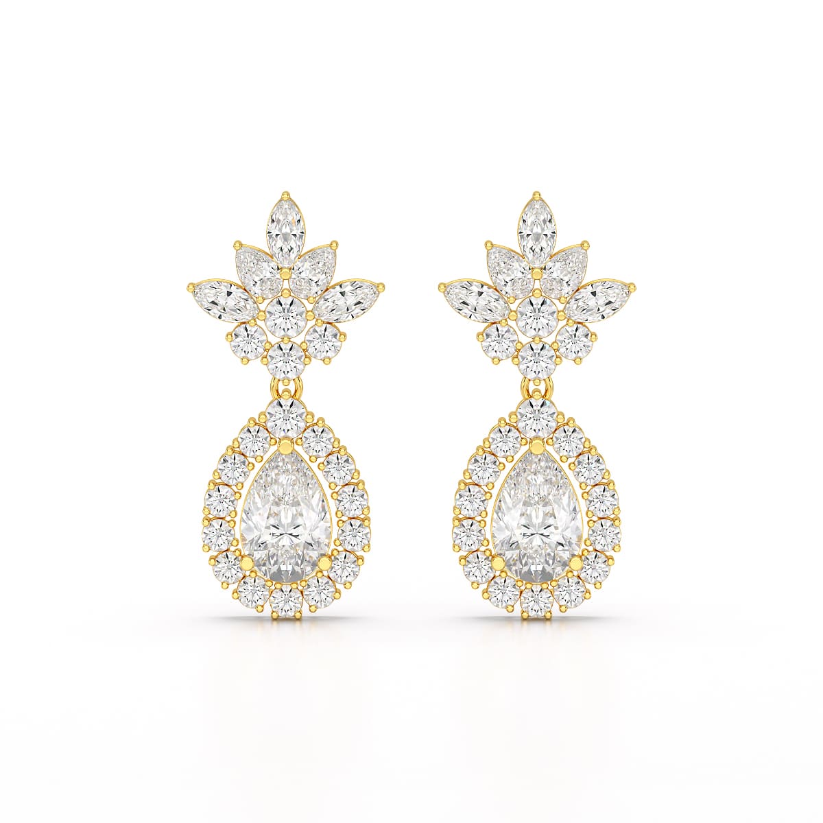 6.8 CT Pear and Marquise Cut lab Diamond Drop Earrings