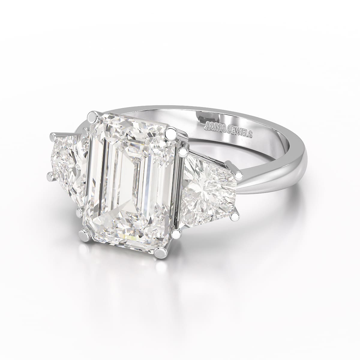 6 CT Lab Diamond Emerald Cut Three Stone Ring