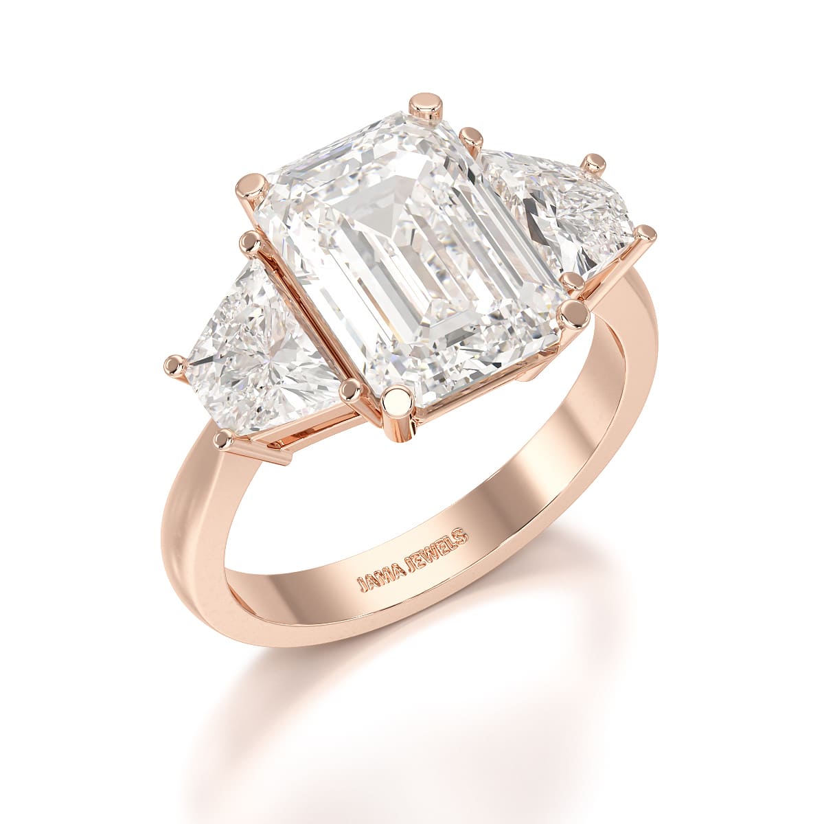 6 CT Lab Diamond Emerald Cut Three Stone Ring