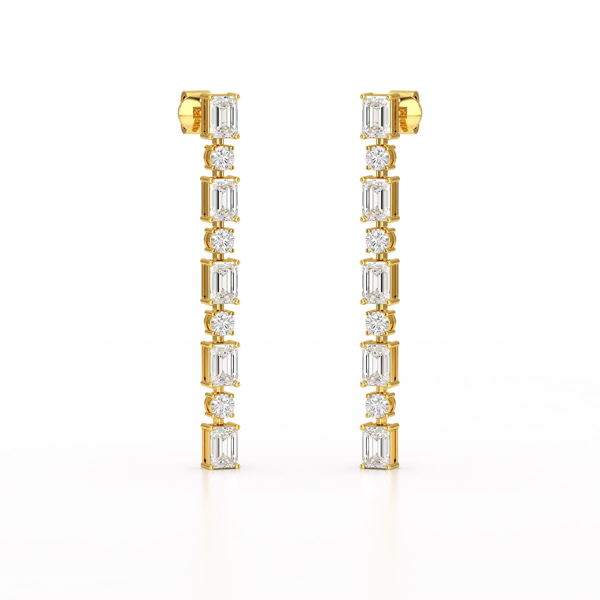 8.27 CT Lab Diamond Emerald Cut Dangle Drop Earring