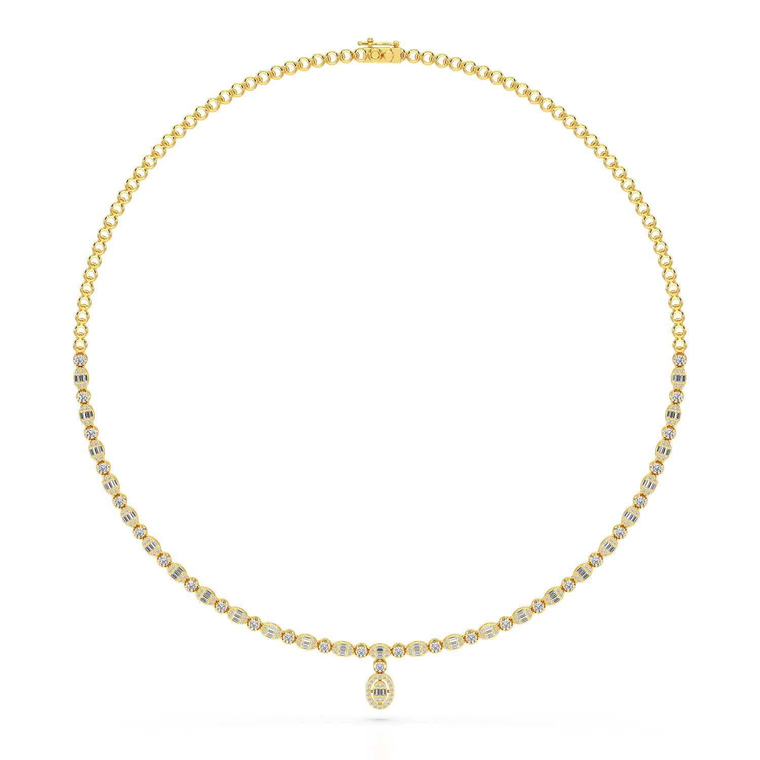 Baguette Cut Lab Created Diamond 3.53 CT Necklace