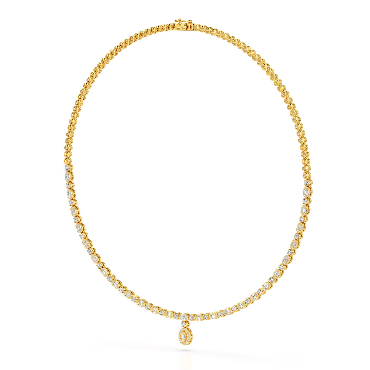 Baguette Cut Lab Created Diamond 3.53 CT Necklace