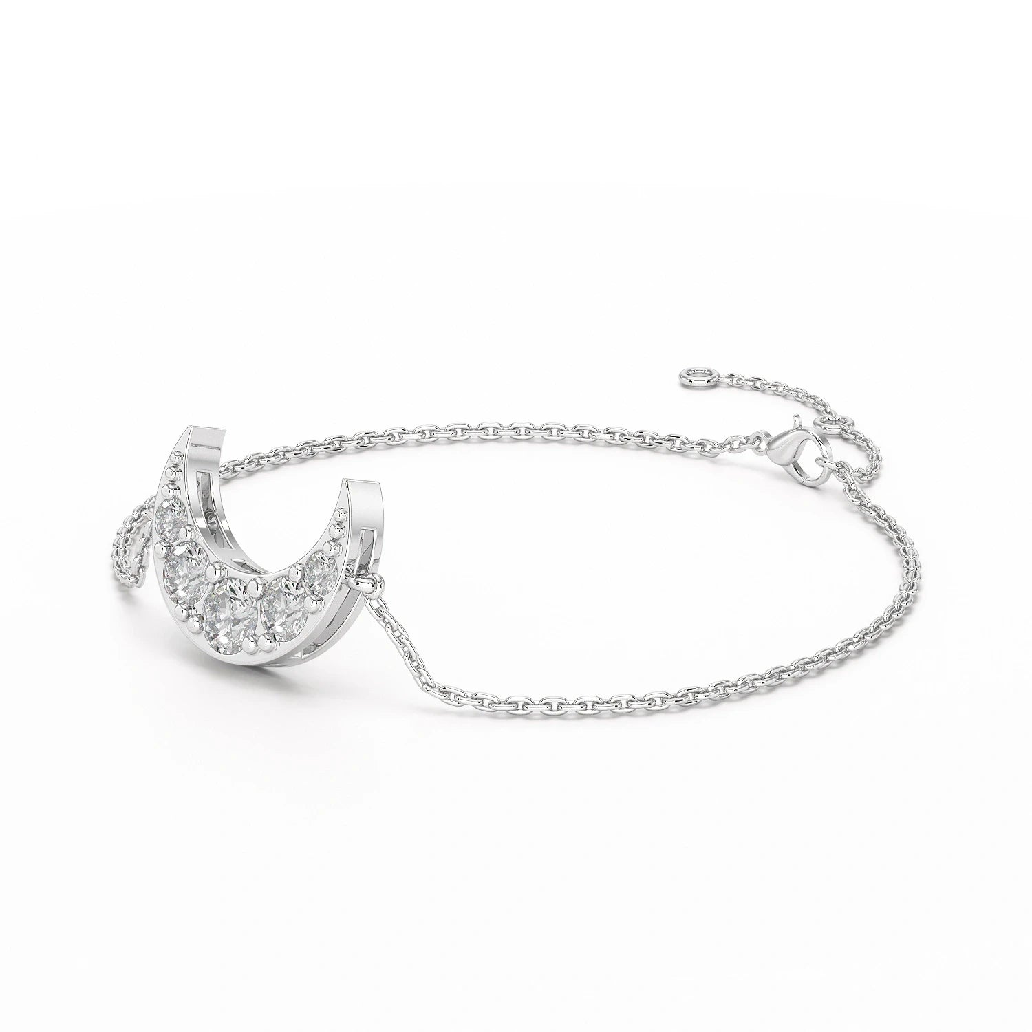 1.3 CT  Lab Diamond Crescent Moon Bracelet