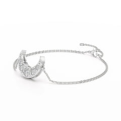 1.3 CT  Lab Diamond Crescent Moon Bracelet