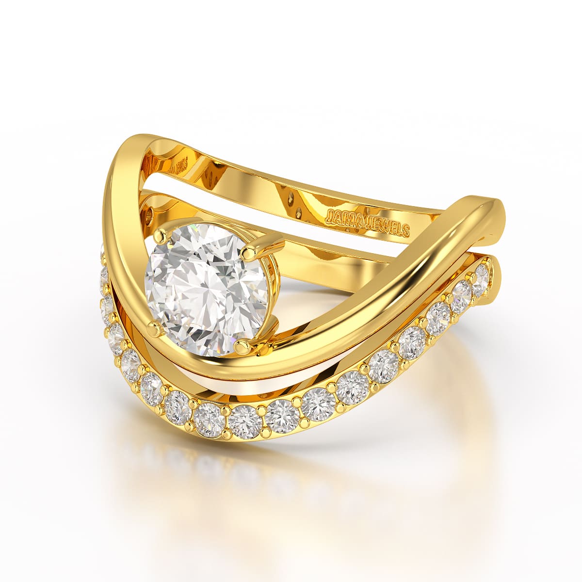 Curved Round Cut 1.3 CT Lab Diamond Ring