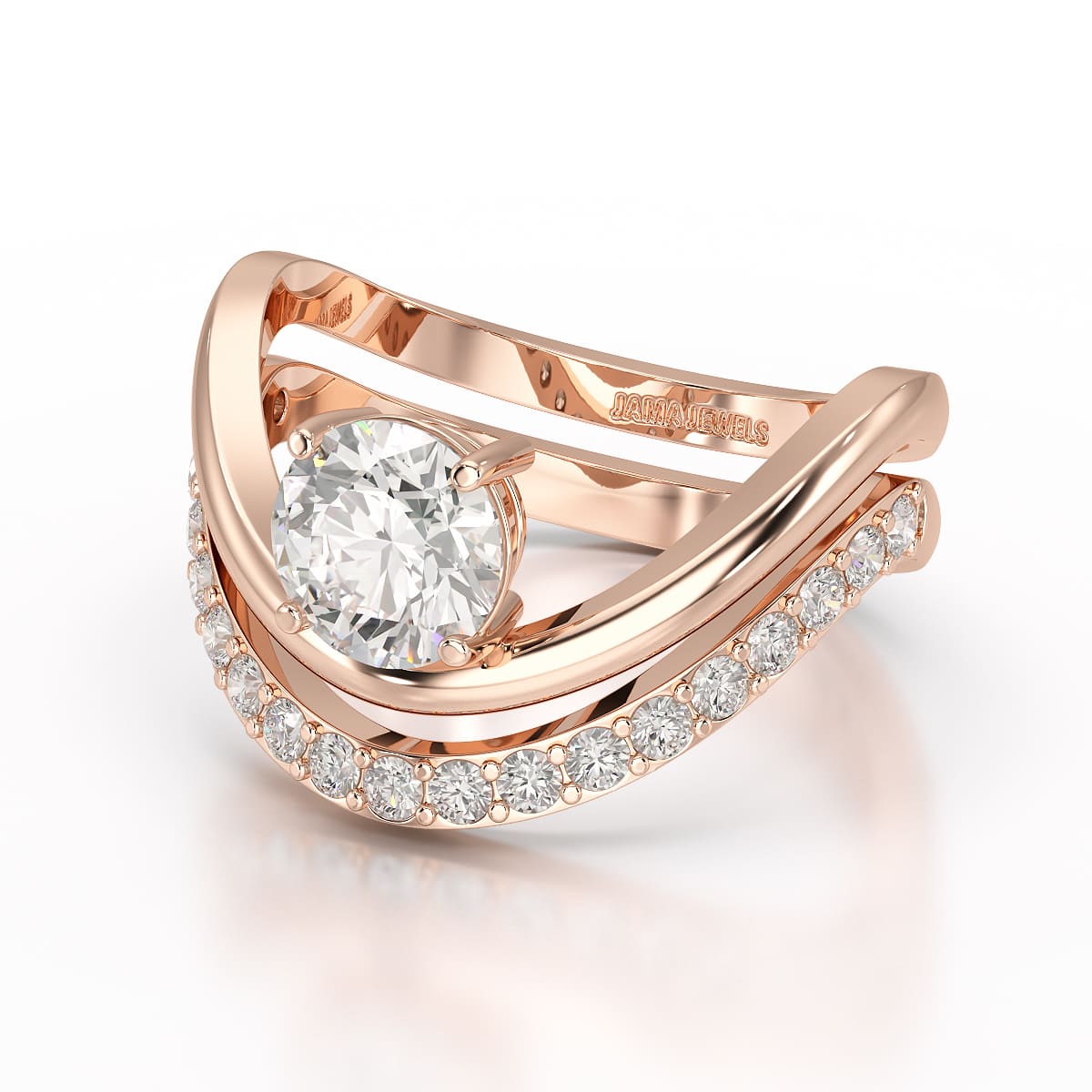 Curved Round Cut 1.3 CT Lab Diamond Ring